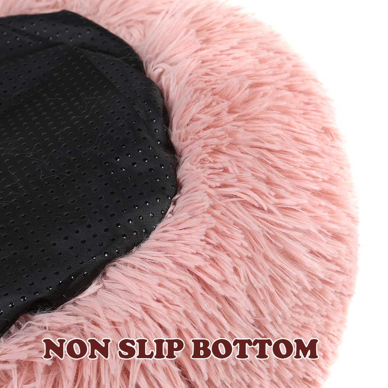 otoez Kitten Puppy Bed Extra Small XS Round Dog Cat Beds Anti Anxiety Plush Pet Calming Donut Bed with Non-Slip Waterproof Bottom, Washable (15.7", Pink) - Image 4